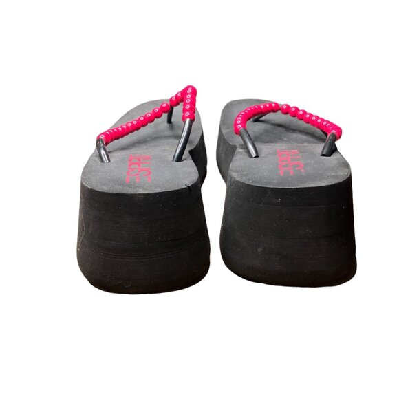 Vintage 00s Y2K Esprit Women's 9 Black Foam Chunky Bead Platform Sandals Shoes - Picture 3 of 6